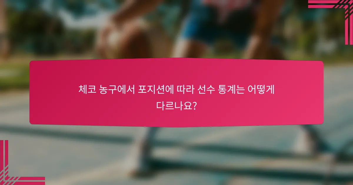 체코 농구에서 포지션에 따라 선수 통계는 어떻게 다르나요?