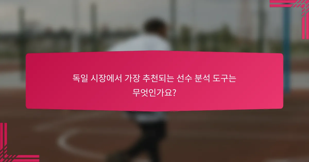 독일 시장에서 가장 추천되는 선수 분석 도구는 무엇인가요?