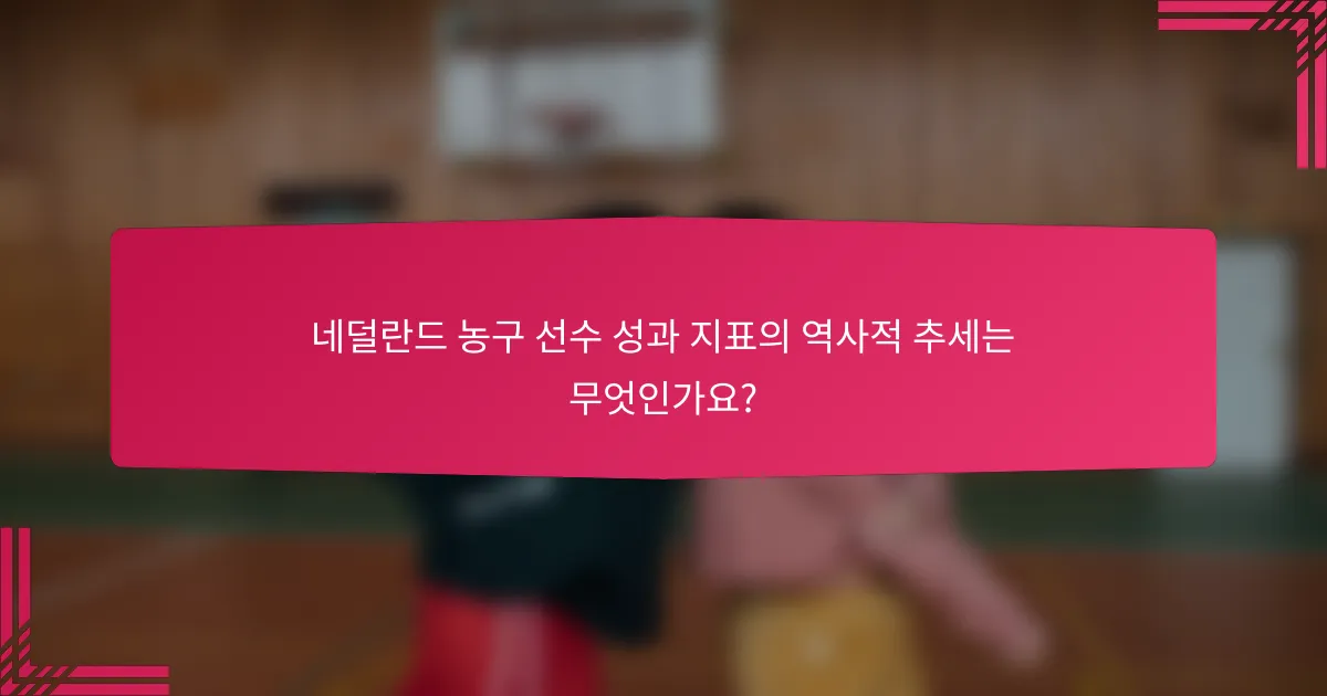 네덜란드 농구 선수 성과 지표의 역사적 추세는 무엇인가요?
