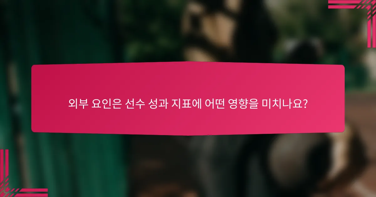 외부 요인은 선수 성과 지표에 어떤 영향을 미치나요?