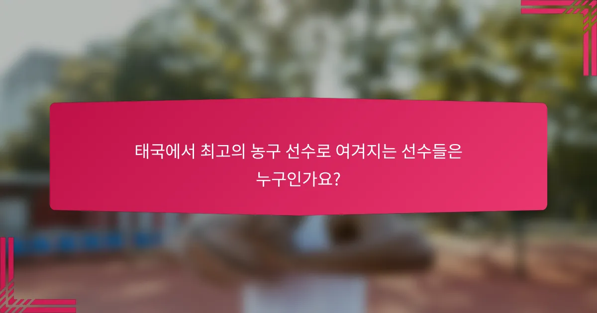 태국에서 최고의 농구 선수로 여겨지는 선수들은 누구인가요?